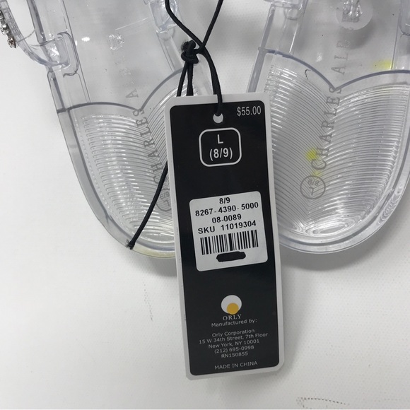 Charles Albert Rubber Sparkly Strappy Sandal, Women's Size L 8/9 - Clear/Silver - Picture 6 of 9